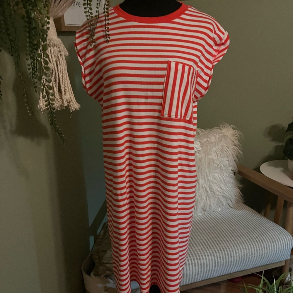 Sonoma Red and White Striped Dress